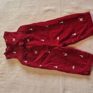 Gymboree girls 3-6 months girls dark red overalls with embroidered dalmations